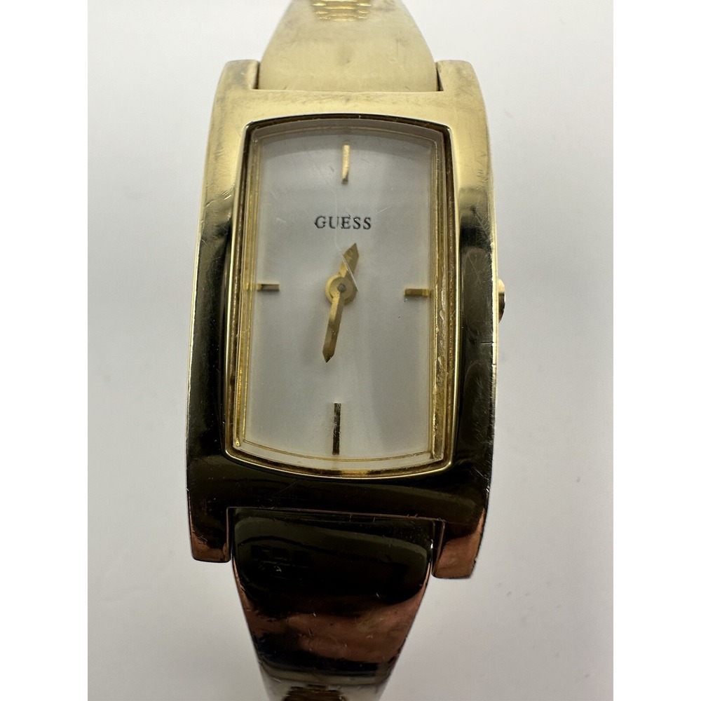 Guess G66402L Ladies Watch 17MM 6.25" New Battery Gold Tone White Dial Q